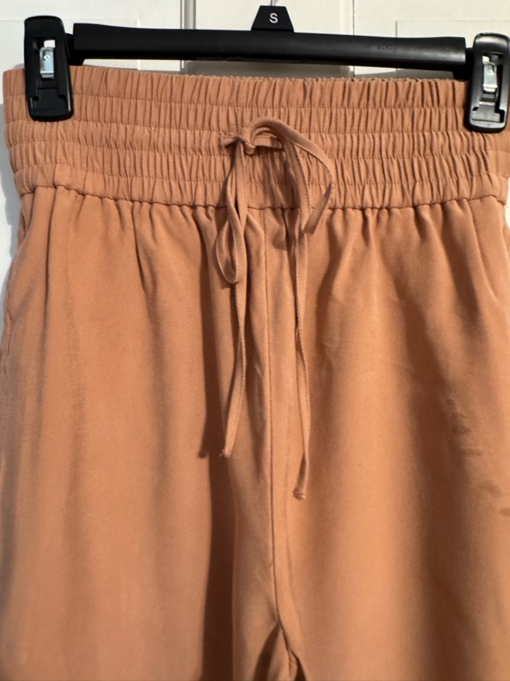 Smocked Waist Relaxed Trousers in Camel